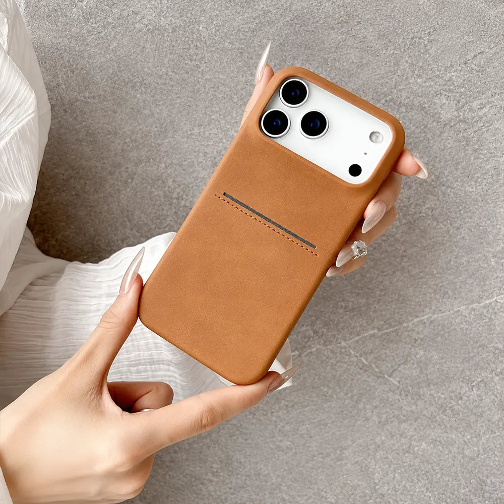 Business Leather Wallet Phone Case with Card Slot